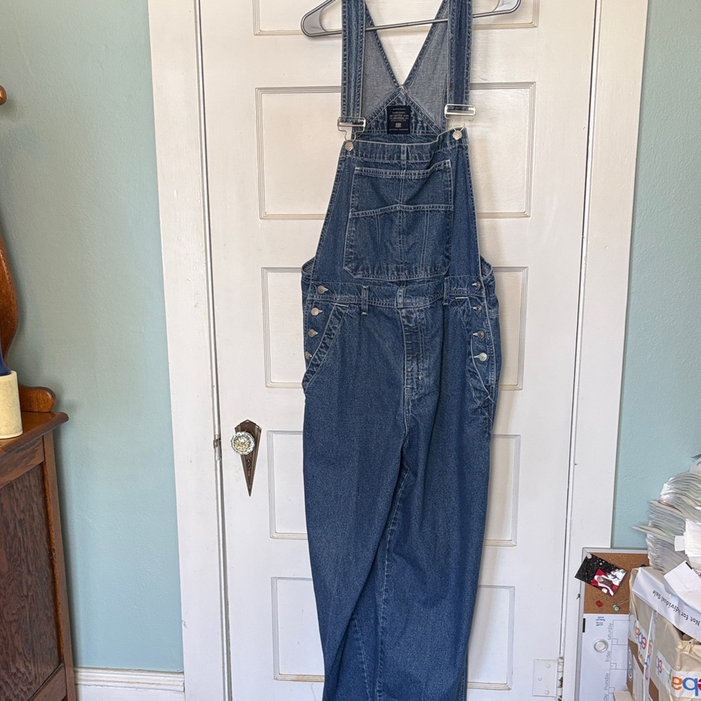 Men’s Faded Glory Authentic Blue Denim Bib Overalls Size L